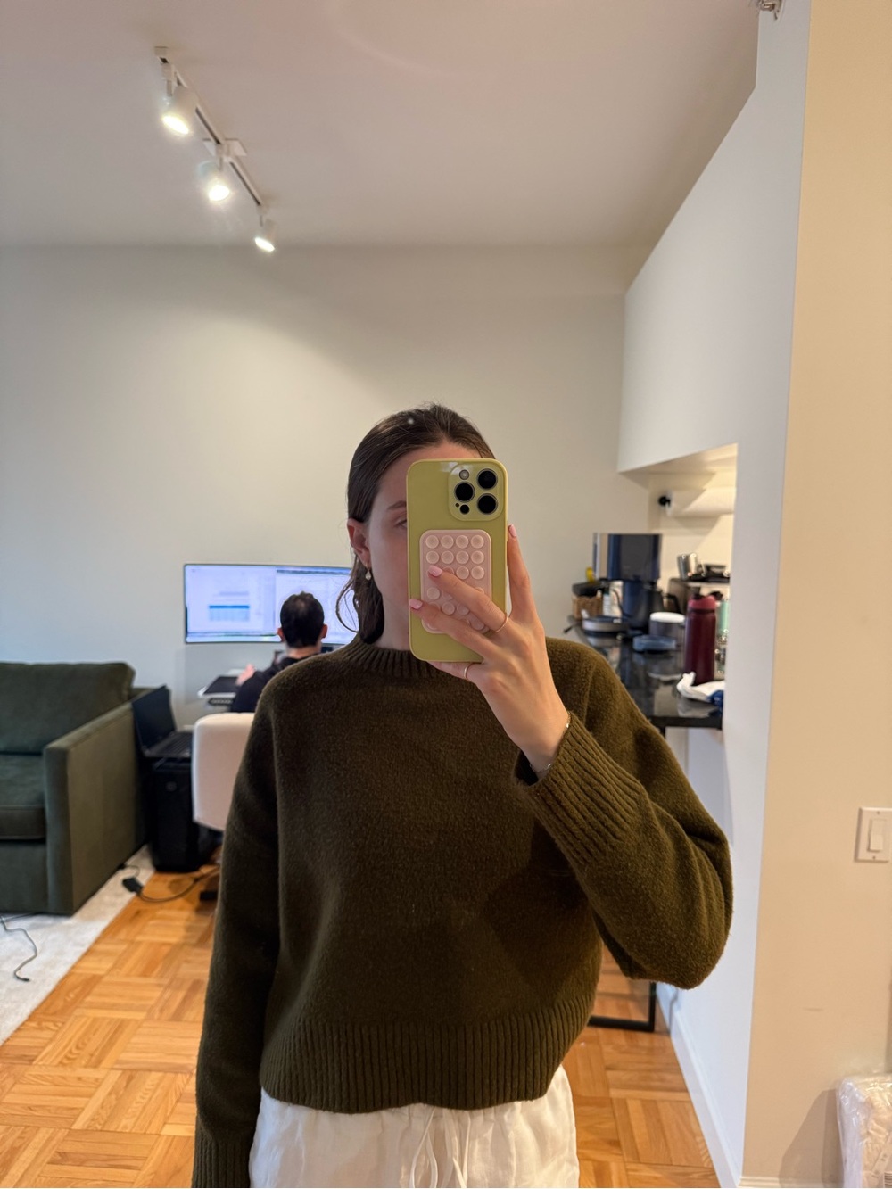 Zara Olive Crewneck Sweater in Deep Green